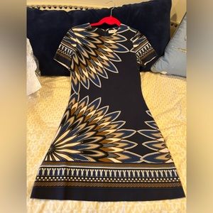 Tory burch blue feather print dress